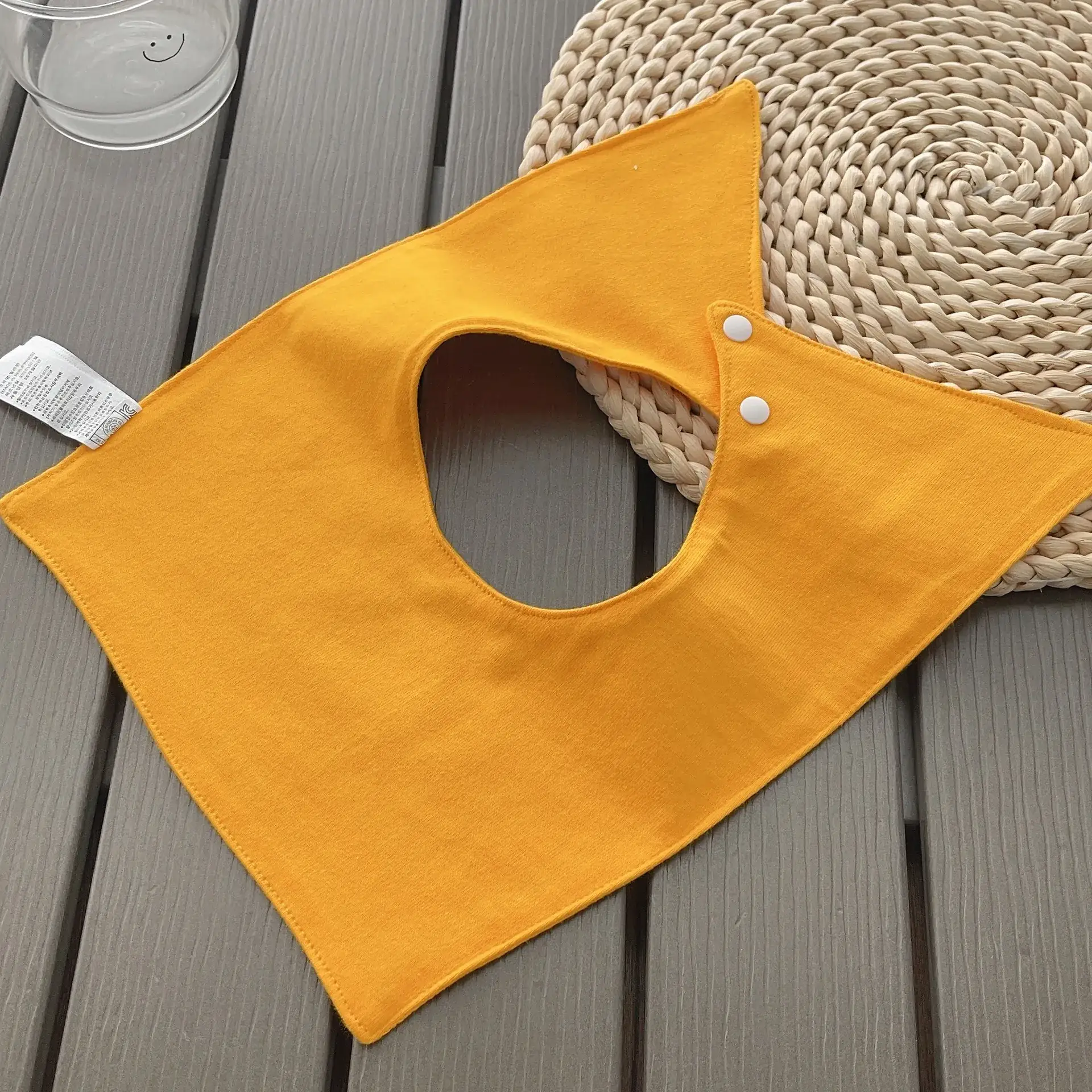 Yellow Cotton Baby Bib with Buttons — feature 16