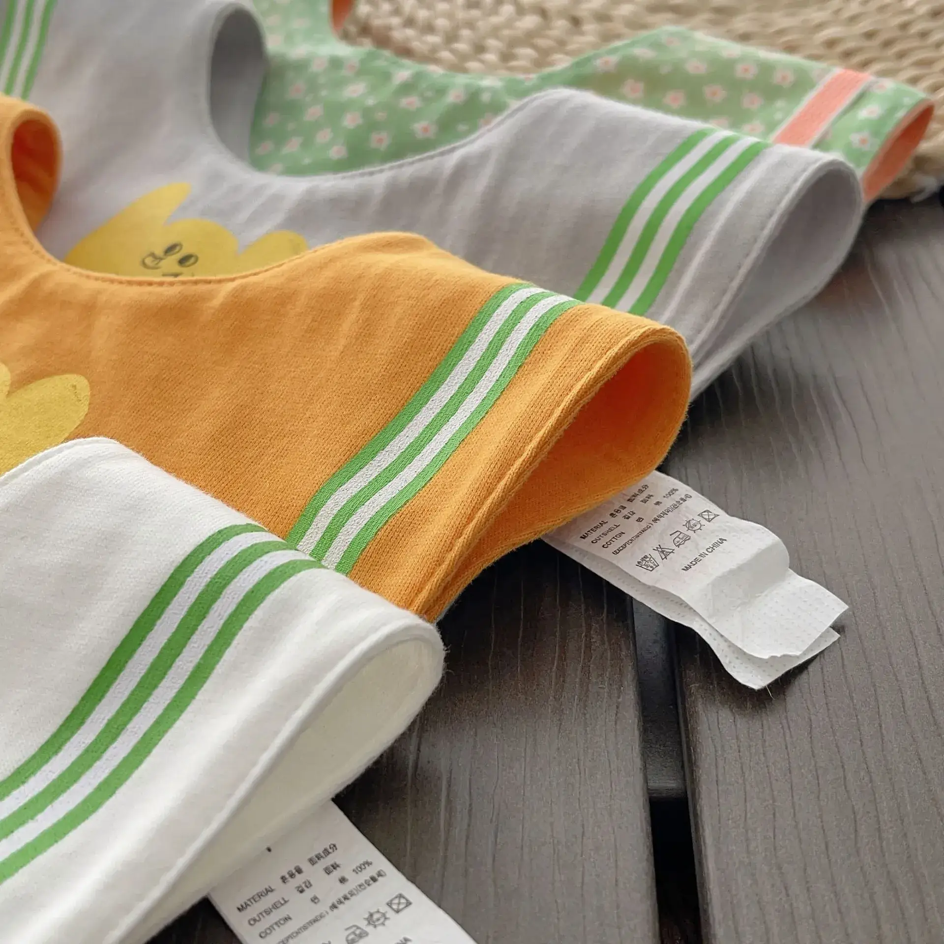 Yellow Cotton Baby Bib with Buttons — feature 3