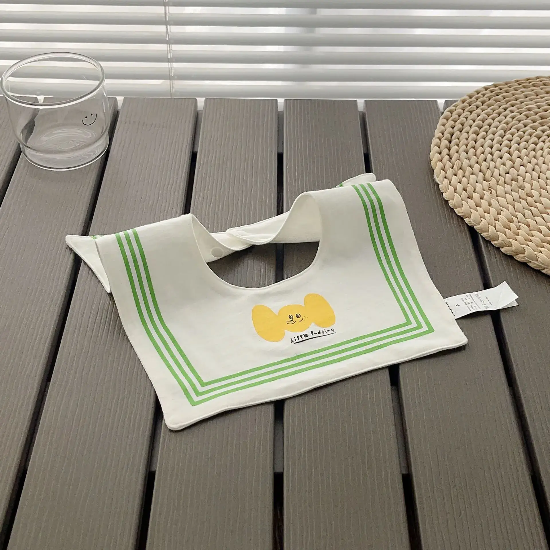 Yellow Cotton Baby Bib with Buttons - Image 2