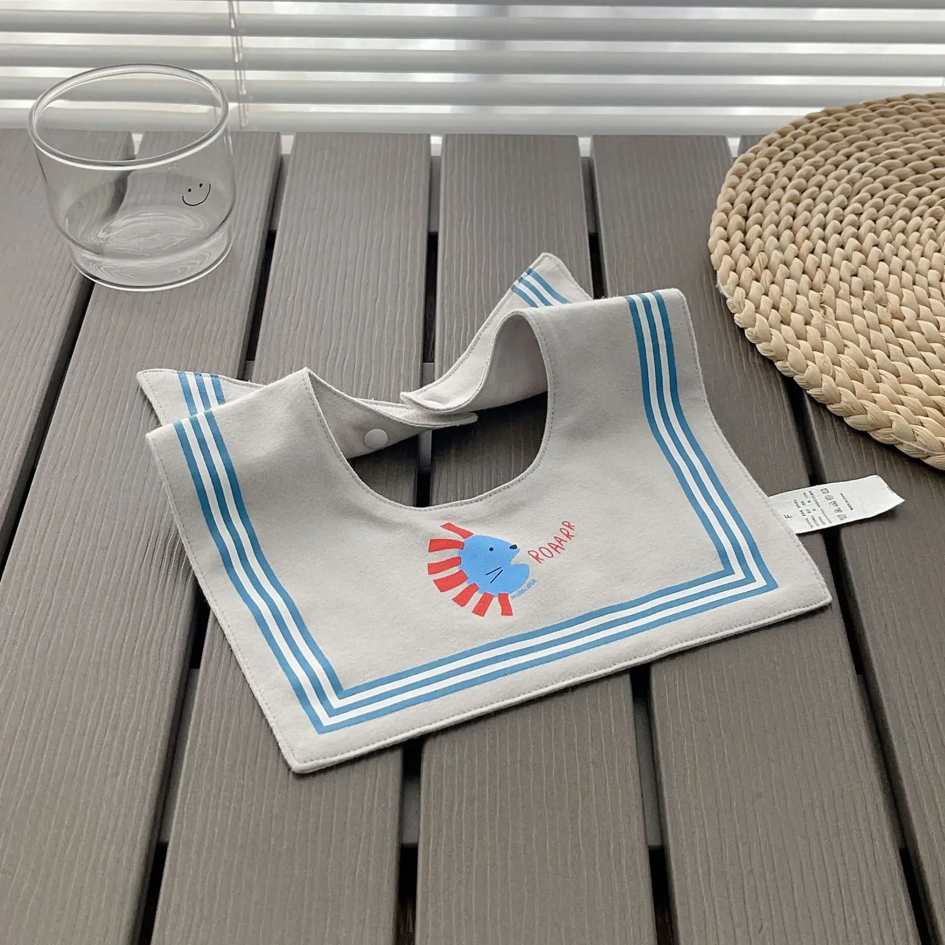 Yellow Cotton Baby Bib with Buttons - Image 4