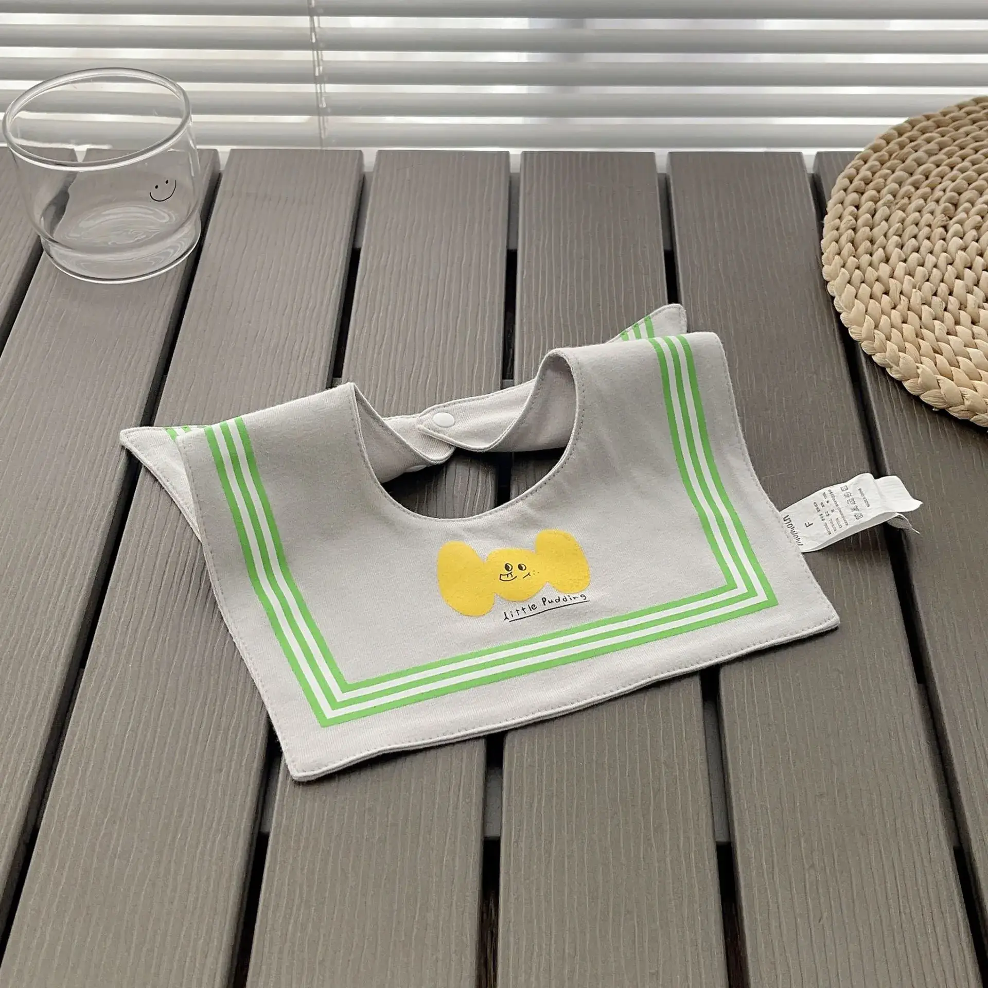 Yellow Cotton Baby Bib with Buttons - Image 5