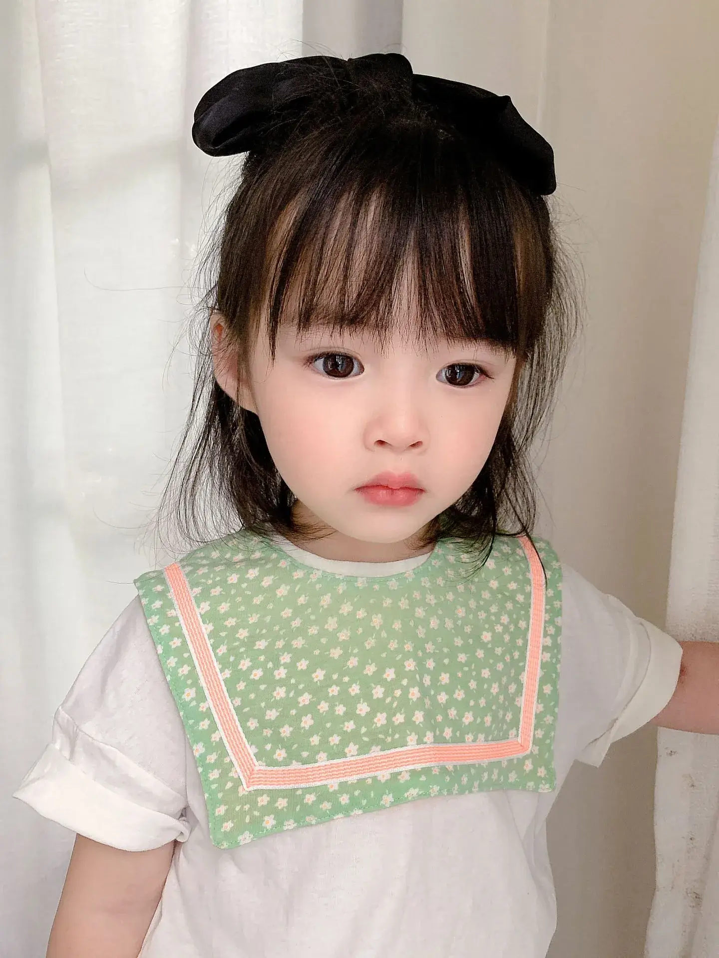 Yellow Cotton Baby Bib with Buttons - Image 6