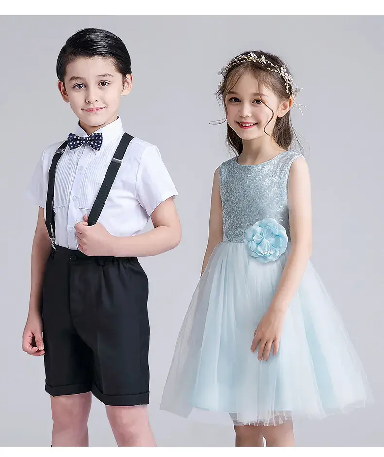 Kids Chorus Dress Primary School Girls White Tulle Skirt Bow Tie — feature 14
