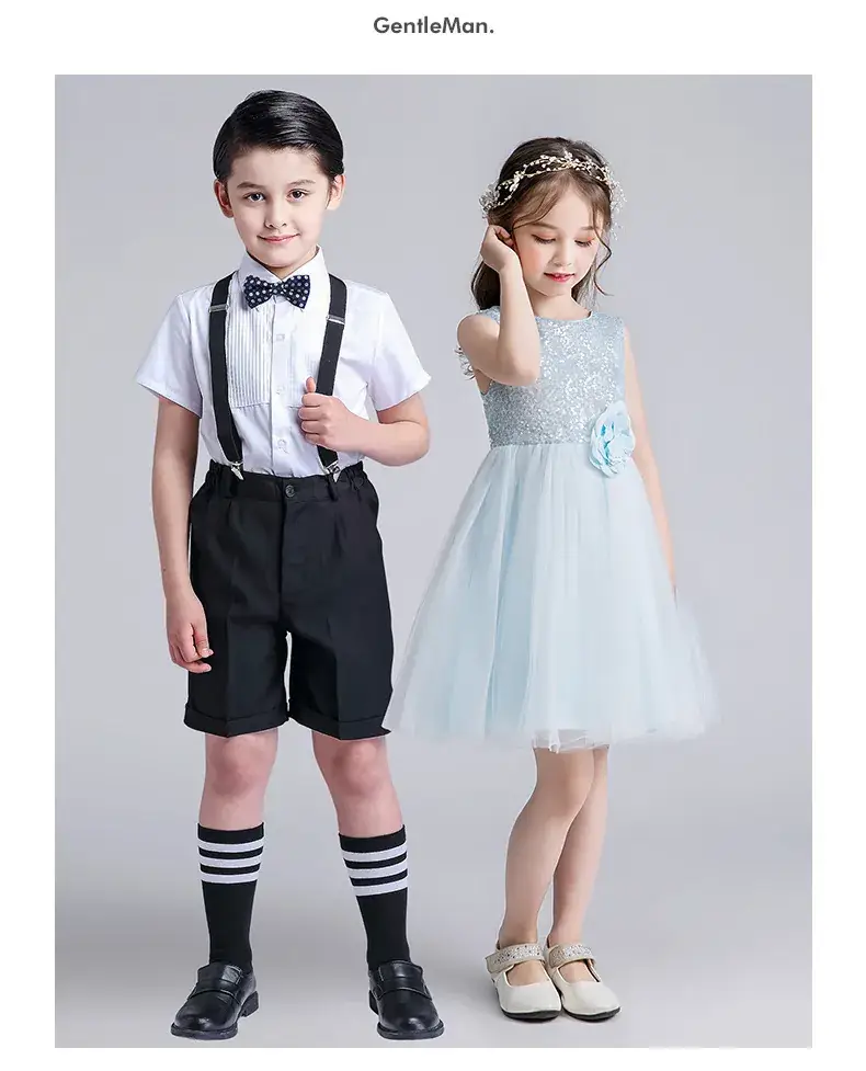 Kids Chorus Dress Primary School Girls White Tulle Skirt Bow Tie — feature 15