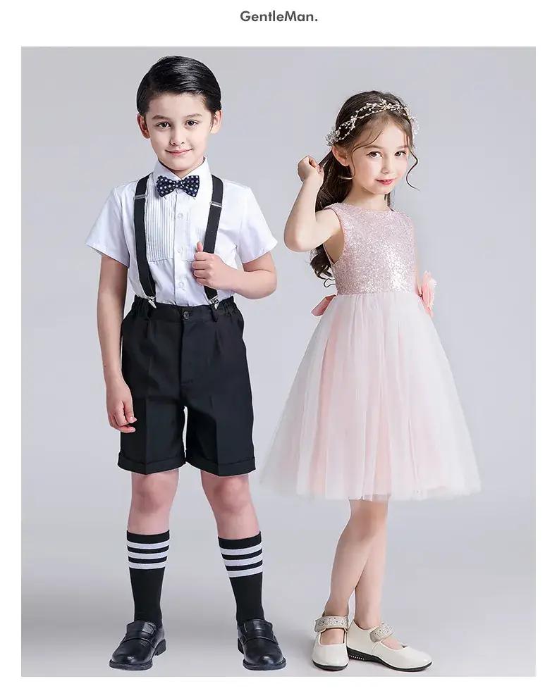 Kids Chorus Dress Primary School Girls White Tulle Skirt Bow Tie — feature 17
