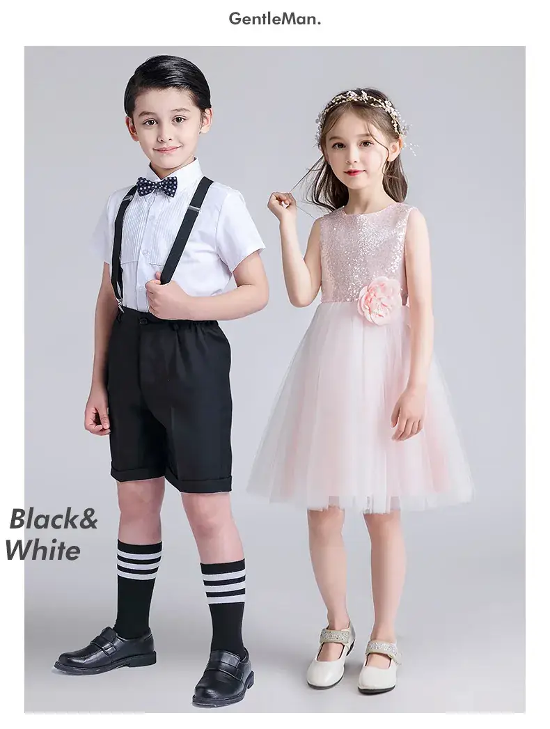 Kids Chorus Dress Primary School Girls White Tulle Skirt Bow Tie — feature 2