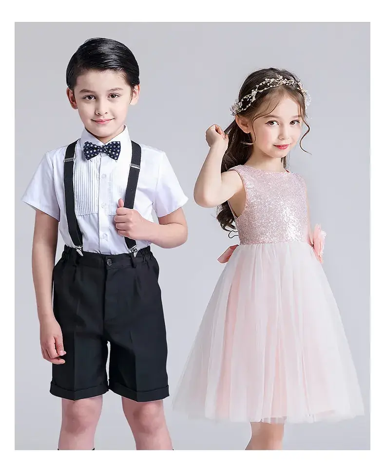 Kids Chorus Dress Primary School Girls White Tulle Skirt Bow Tie — feature 20