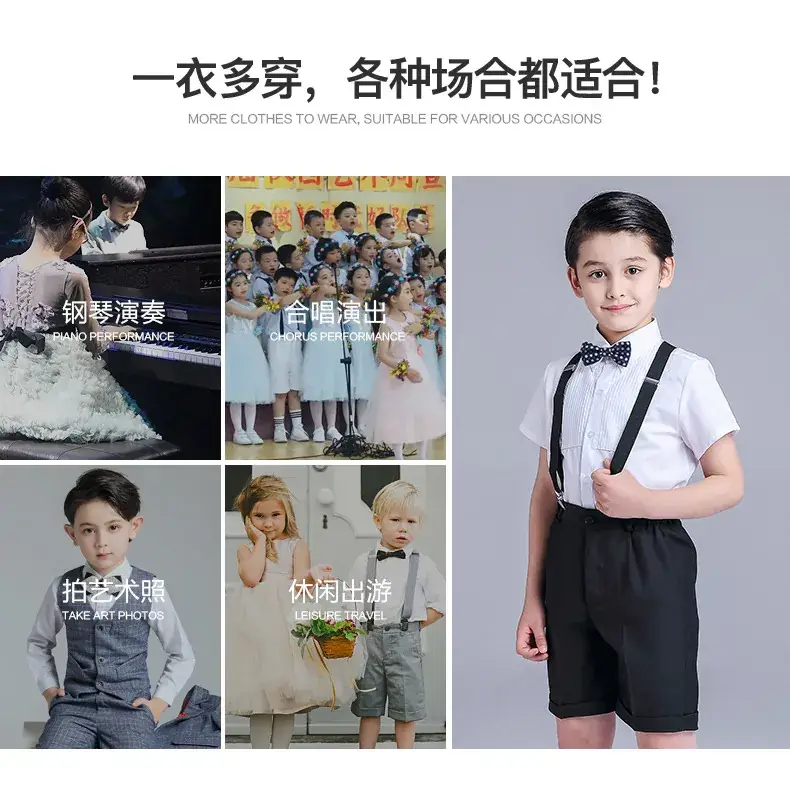 Kids Chorus Dress Primary School Girls White Tulle Skirt Bow Tie — feature 9