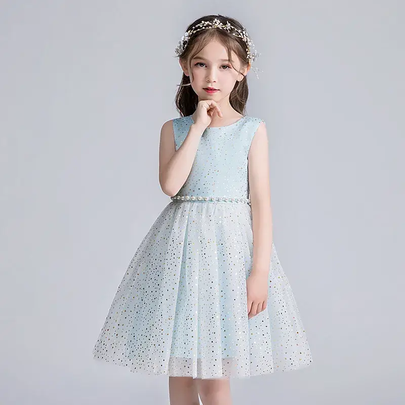 Kids Chorus Dress Primary School Girls White Tulle Skirt Bow Tie - Image 3