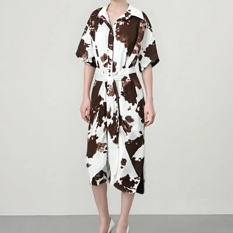 Green Printed Long Skirt Shirt for Women 2025 - Image 13
