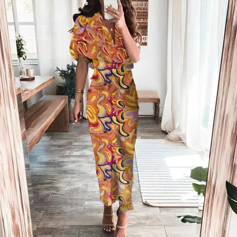 Green Printed Long Skirt Shirt for Women 2025 - Image 9