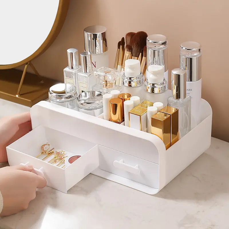 White Makeup & Skincare Storage Box with 2 Drawers
