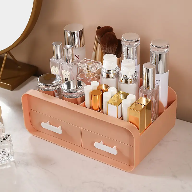 White Makeup & Skincare Storage Box with 2 Drawers - Image 3