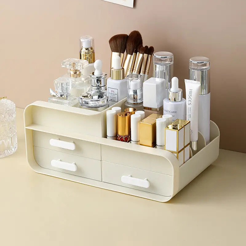 White Makeup & Skincare Storage Box with 2 Drawers - Image 6