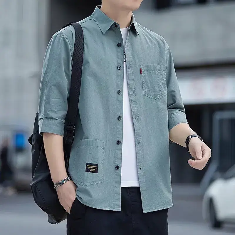Men Grey Seven-Sleeve Casual Shirt Seven-Piece - Image 10