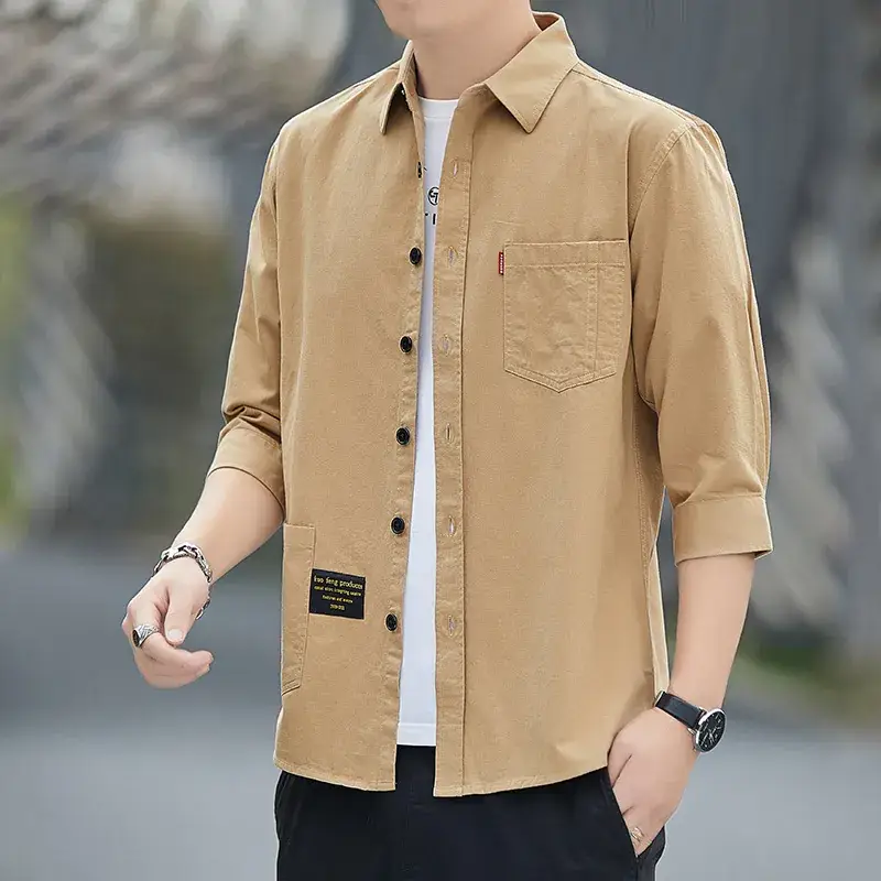 Men Grey Seven-Sleeve Casual Shirt Seven-Piece - Image 11