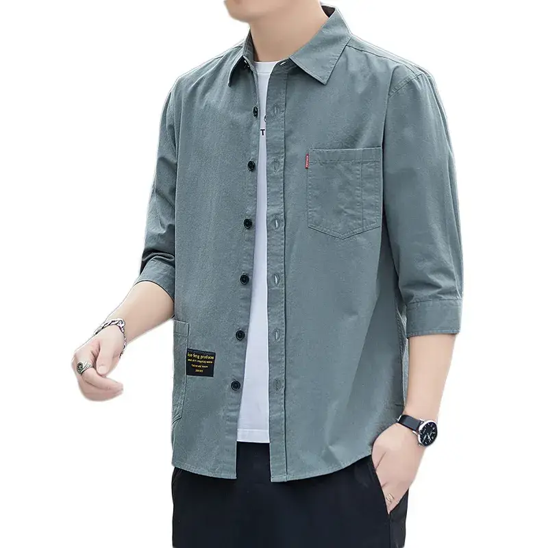 Men Grey Seven-Sleeve Casual Shirt Seven-Piece - Image 13