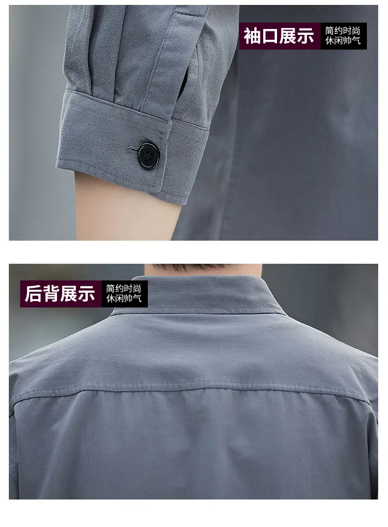 Men Grey Seven-Sleeve Casual Shirt Seven-Piece — feature 13