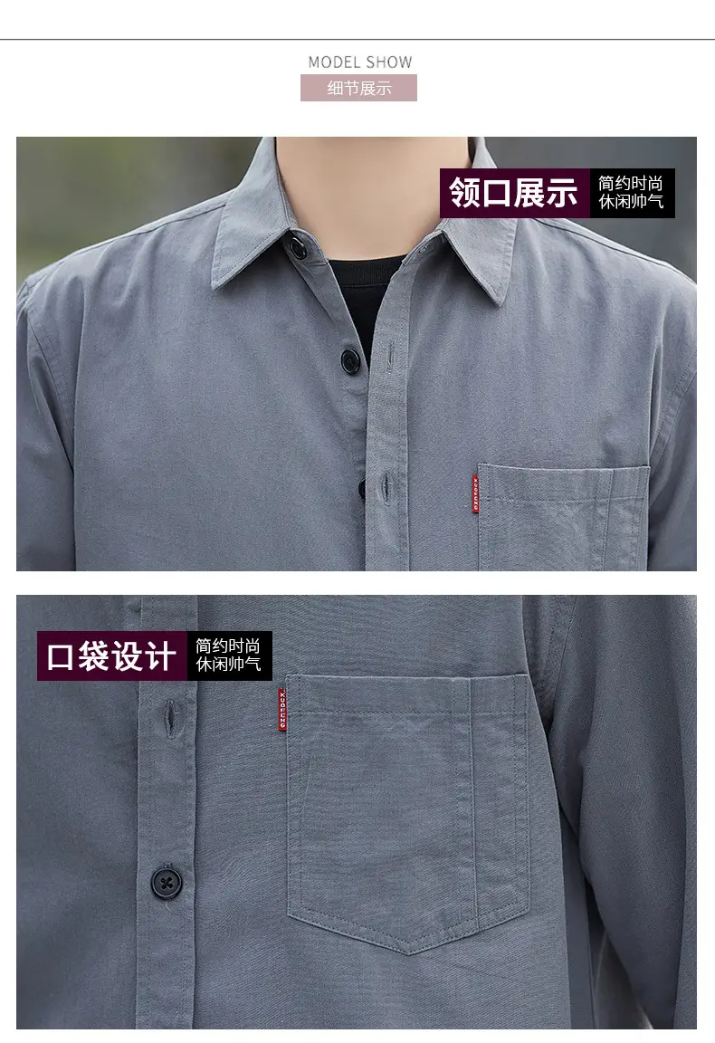 Men Grey Seven-Sleeve Casual Shirt Seven-Piece — feature 14