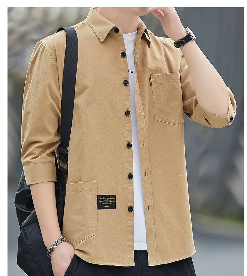 Men Grey Seven-Sleeve Casual Shirt Seven-Piece — feature 3