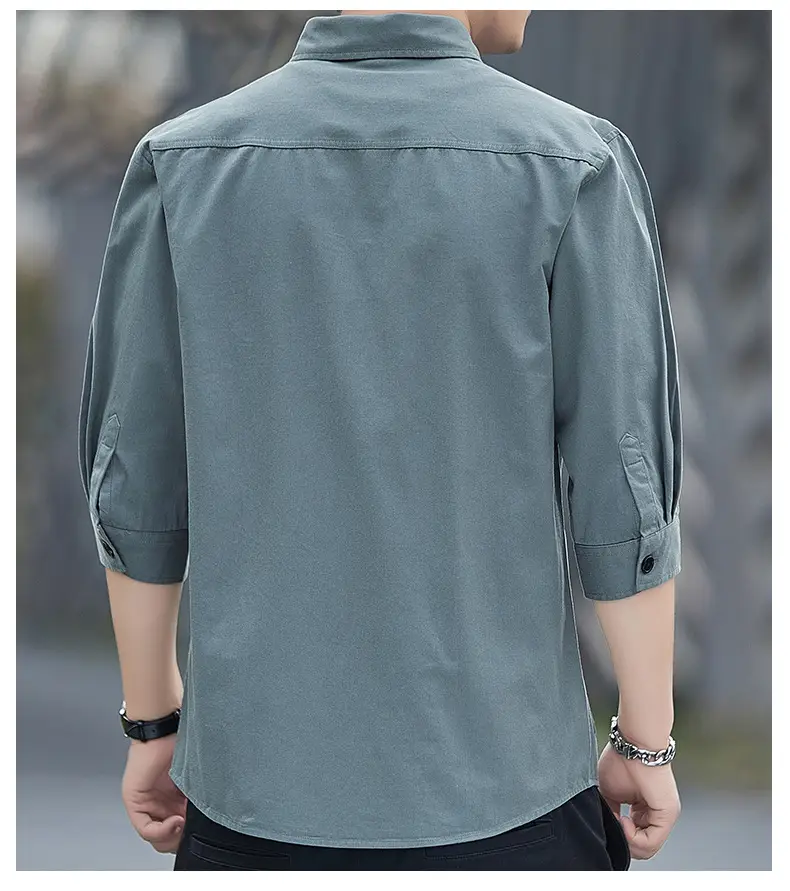 Men Grey Seven-Sleeve Casual Shirt Seven-Piece — feature 6