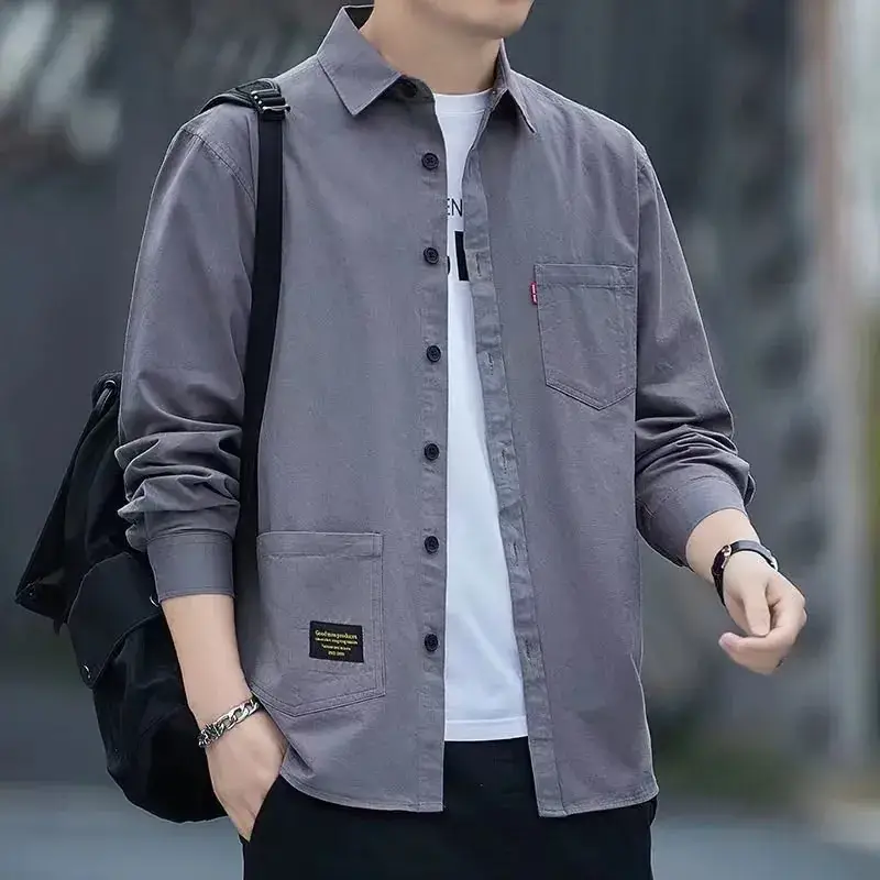 Men Grey Seven-Sleeve Casual Shirt Seven-Piece - Image 3