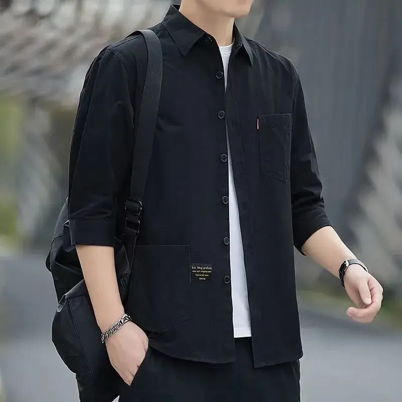 Men Grey Seven-Sleeve Casual Shirt Seven-Piece - Image 8