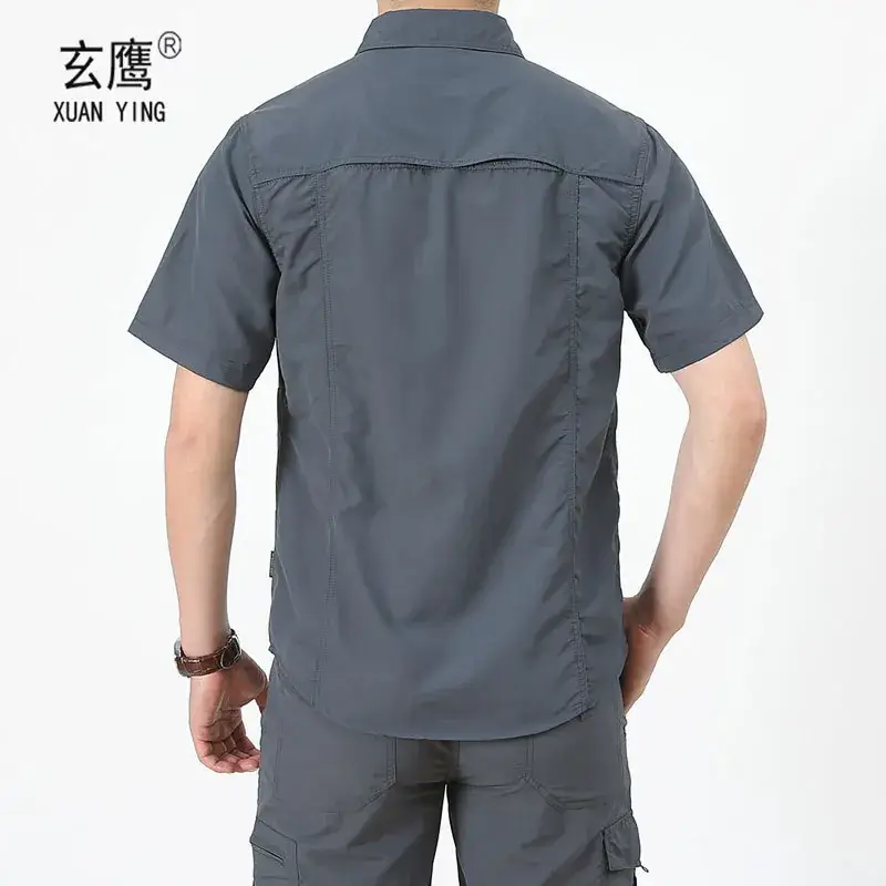 Men's Olive Green Thin Work Pants Short Sleeve - Image 12