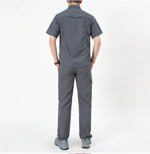 Men's Olive Green Thin Work Pants Short Sleeve — feature 12