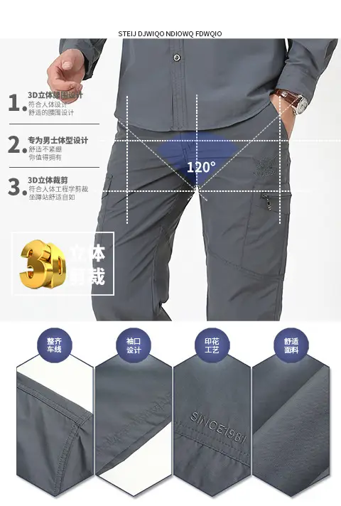 Men's Olive Green Thin Work Pants Short Sleeve — feature 19