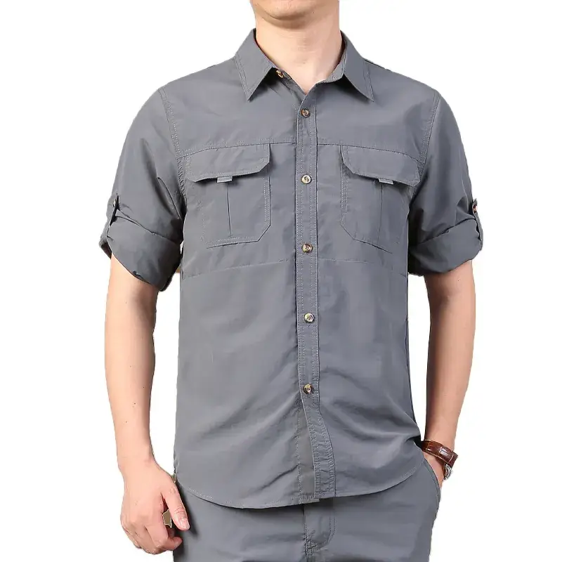 Men's Olive Green Thin Work Pants Short Sleeve - Image 5