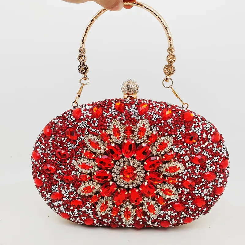 European and American Popular Models of Full-Diamond Evening Bags, Party Bags for Socialites, Luxury Wedding Bags, Cross-Border Supply Clutch Bags
