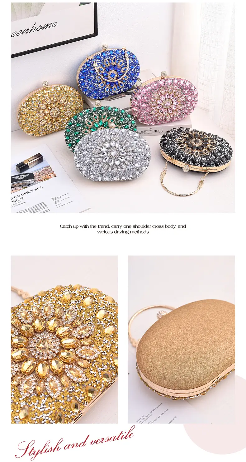 European and American Popular Models of Full-Diamond Evening Bags, Party Bags for Socialites, Luxury Wedding Bags, Cross-Border Supply Clutch Bags — feature 15