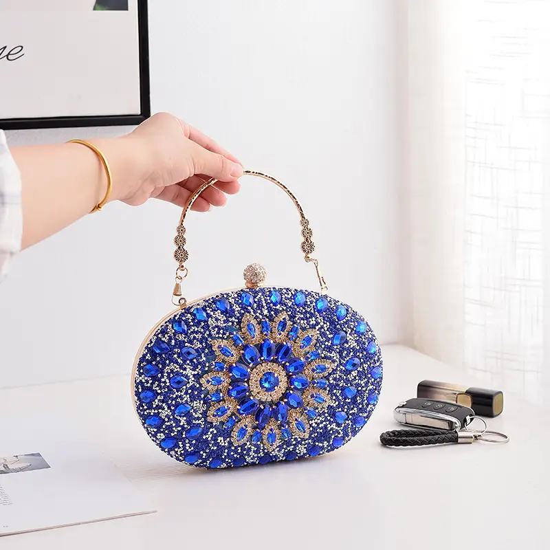 European and American Popular Models of Full-Diamond Evening Bags, Party Bags for Socialites, Luxury Wedding Bags, Cross-Border Supply Clutch Bags