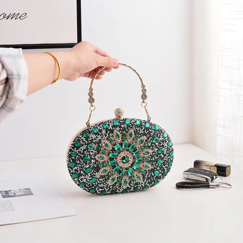 European and American Popular Models of Full-Diamond Evening Bags, Party Bags for Socialites, Luxury Wedding Bags, Cross-Border Supply Clutch Bags