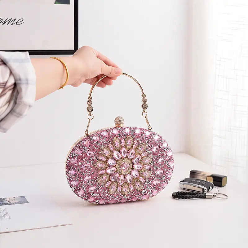 European and American Popular Models of Full-Diamond Evening Bags, Party Bags for Socialites, Luxury Wedding Bags, Cross-Border Supply Clutch Bags