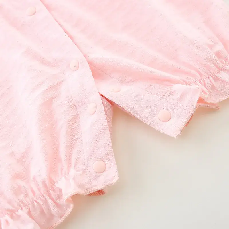 Baby's Pink Floral Wrap Shirt Short Sleeve Cotton - Image 4