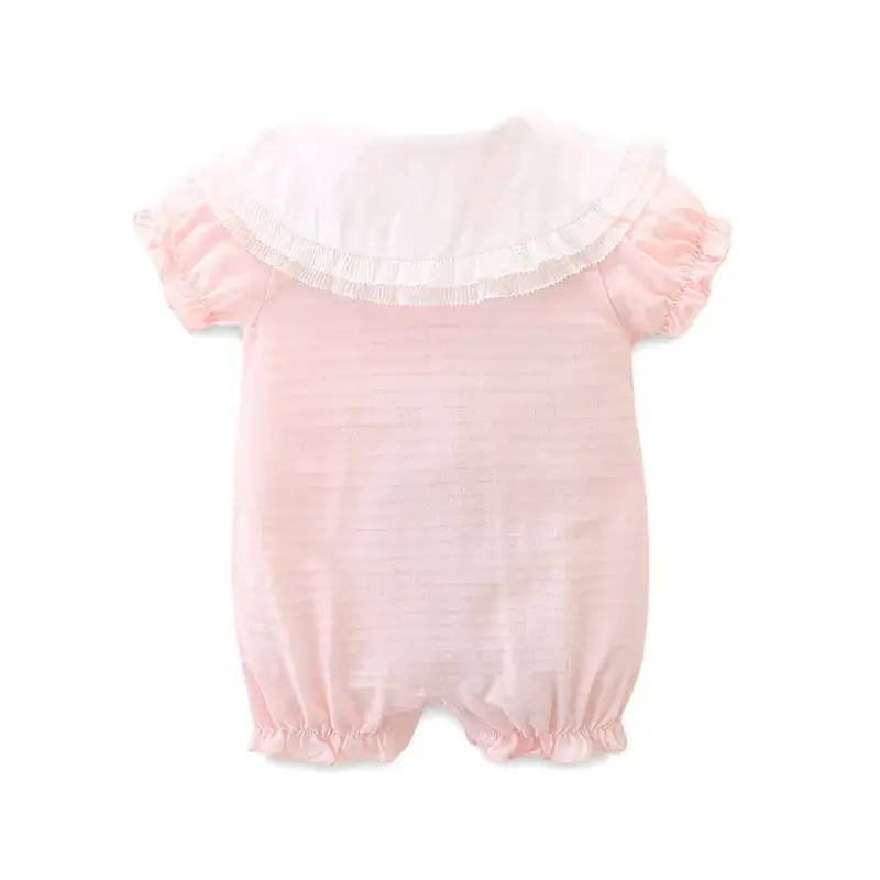 Baby's Pink Floral Wrap Shirt Short Sleeve Cotton - Image 5