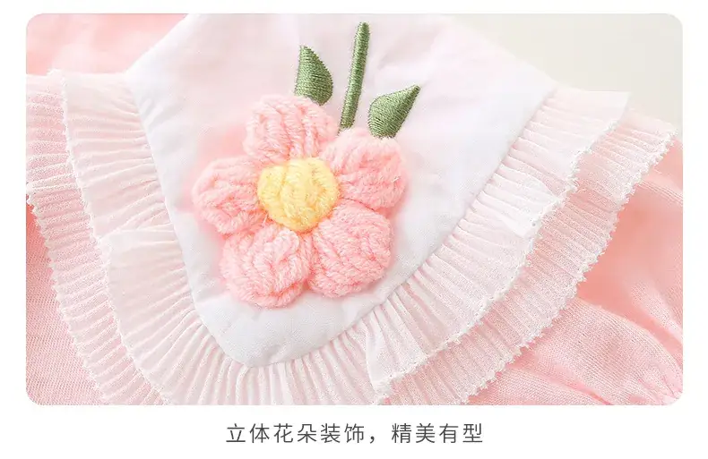 Baby's Pink Floral Wrap Shirt Short Sleeve Cotton — feature 14
