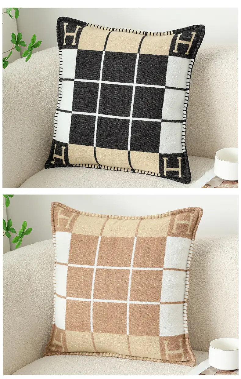 H-pattern Wool Pillowcase European American Style — feature 33