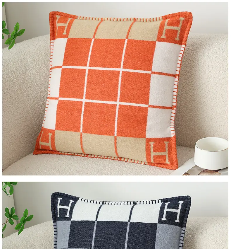 H-pattern Wool Pillowcase European American Style — feature 34