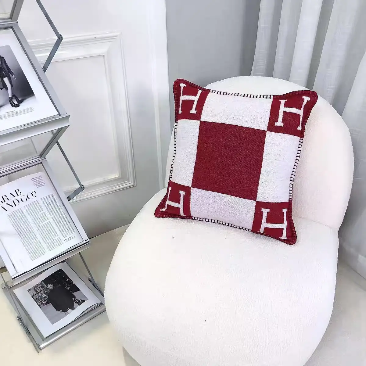 H-pattern Wool Pillowcase European American Style - Image 31
