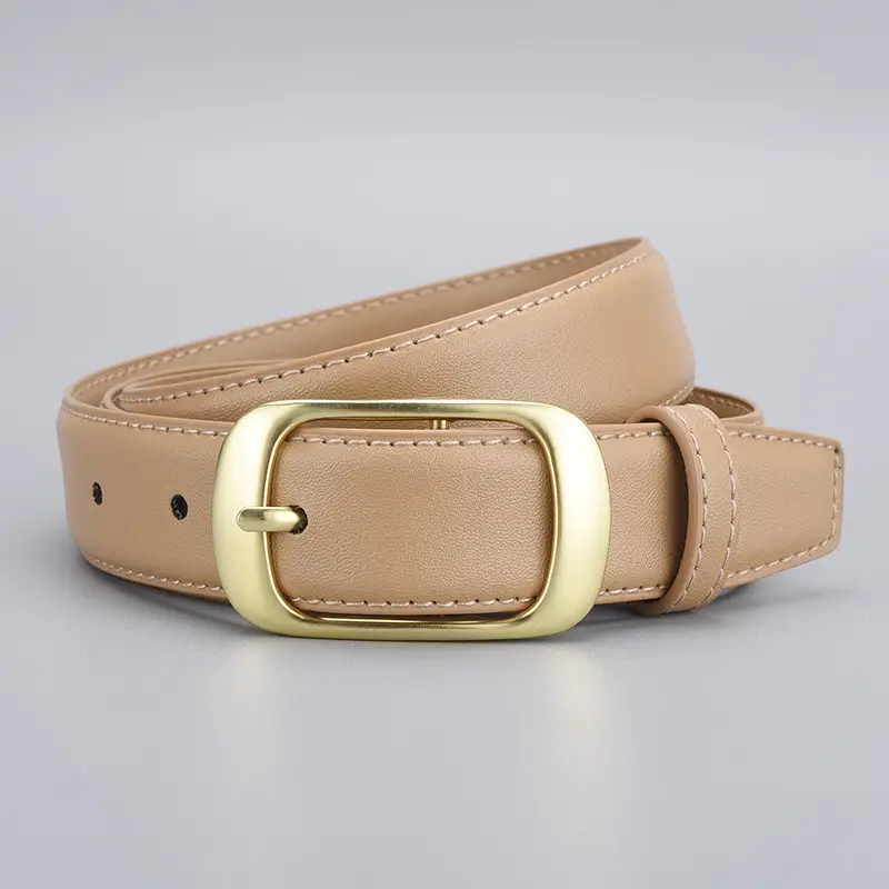 Women Genuine Leather Belt Brown Simple Buckle 100cm - Image 4