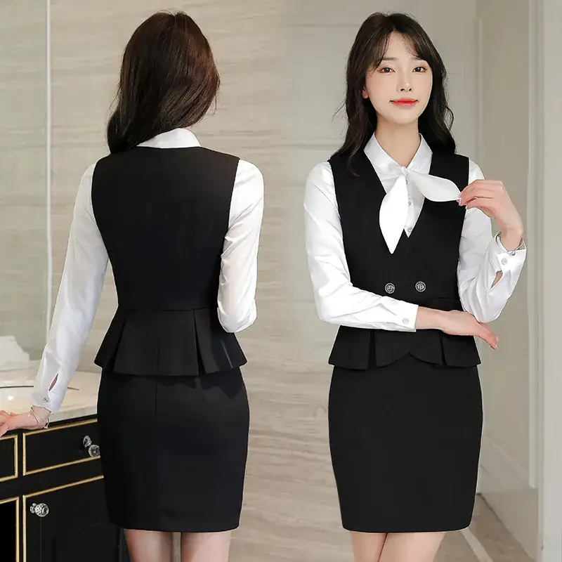 Black Vest for Women Professional Suit Skirt - Image 11