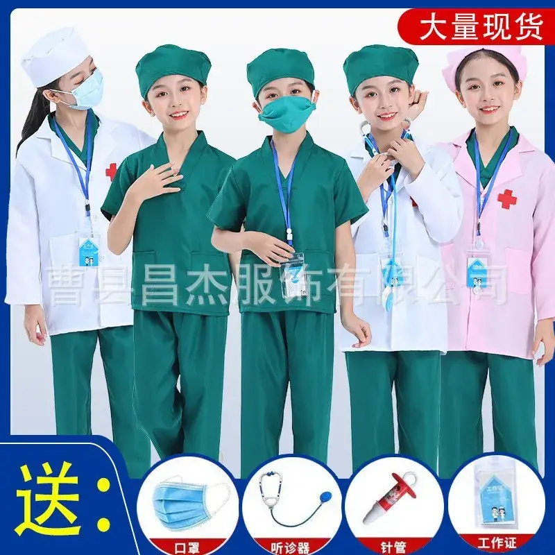 Girls Nurse White Coat Kids Play Suit Medical Look - Image 13