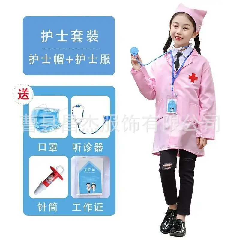 Girls Nurse White Coat Kids Play Suit Medical Look - Image 4