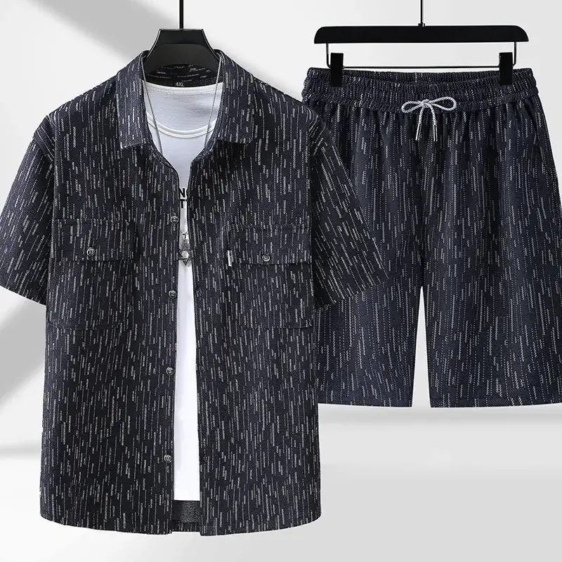 Men Black Drawstring Shorts Plus Size Casual Wear - Image 5