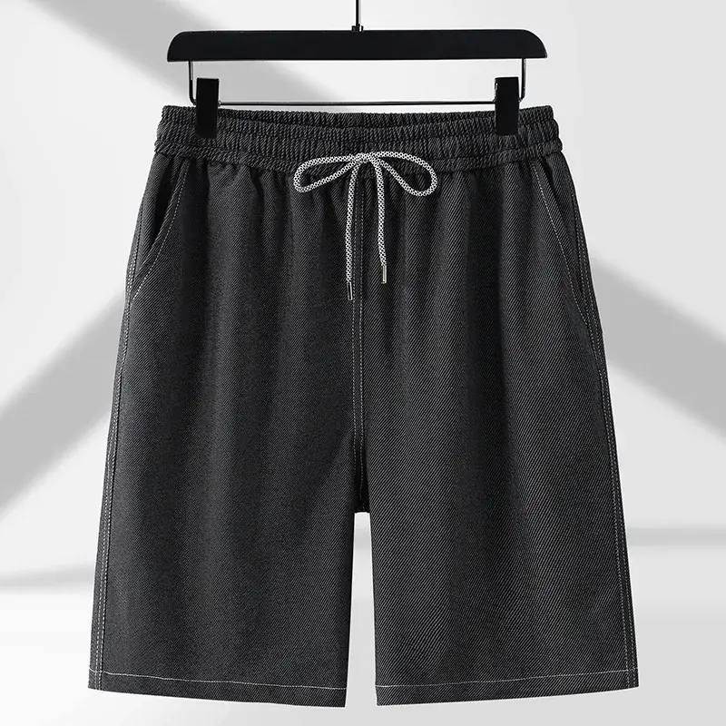 Men Black Drawstring Shorts Plus Size Casual Wear - Image 3