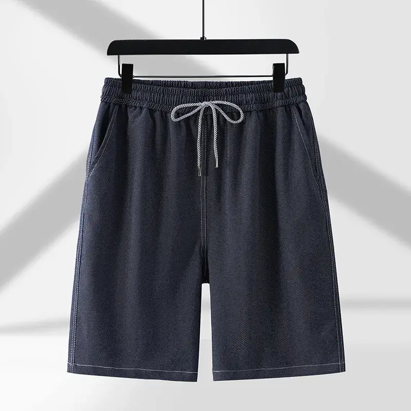 Men Black Drawstring Shorts Plus Size Casual Wear - Image 4