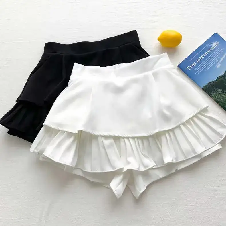 Pink Ruffled High Waist Slim Skirt Pants for Women - Image 7